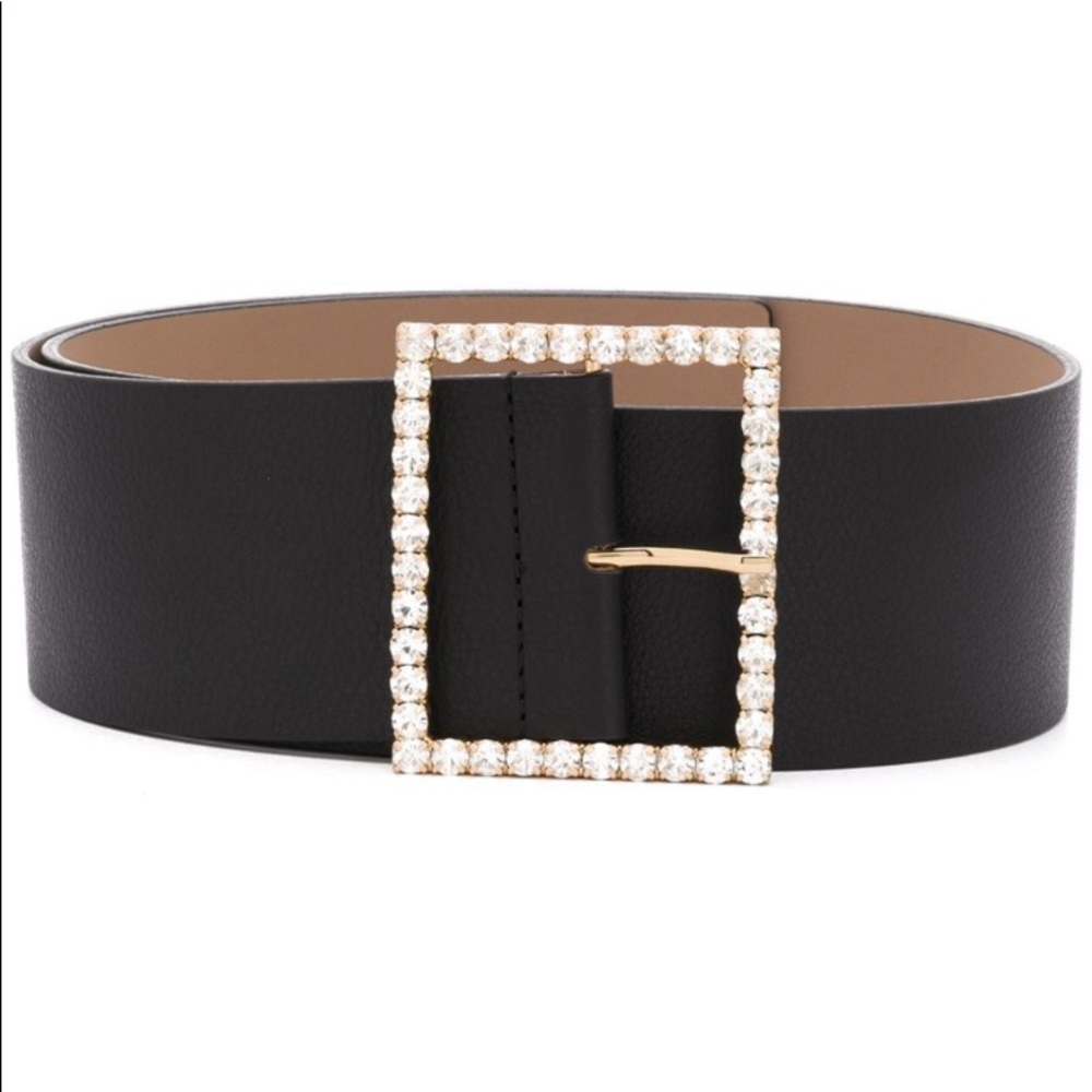 ANTHROPOLOGIE sz Small B-Lo-The--LEATHER Belt Rhinestone Buckle Wide Thick $228